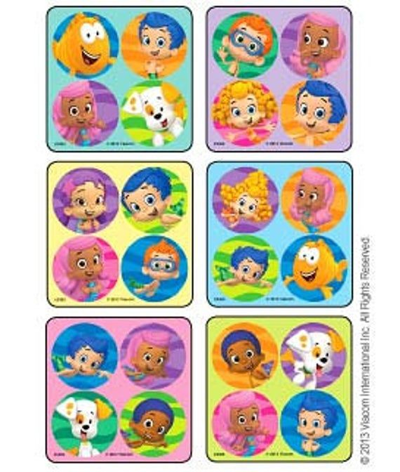 100 Bubble Guppies MiniBadges STICKERS Party Favors For Birthday Treat 