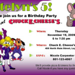 20 Chuck E Cheese Birthday Invitations Images Free Invitation Template