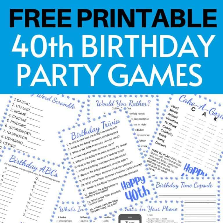 40th Birthday Party Games Free Printables For 2022 Parties Made 