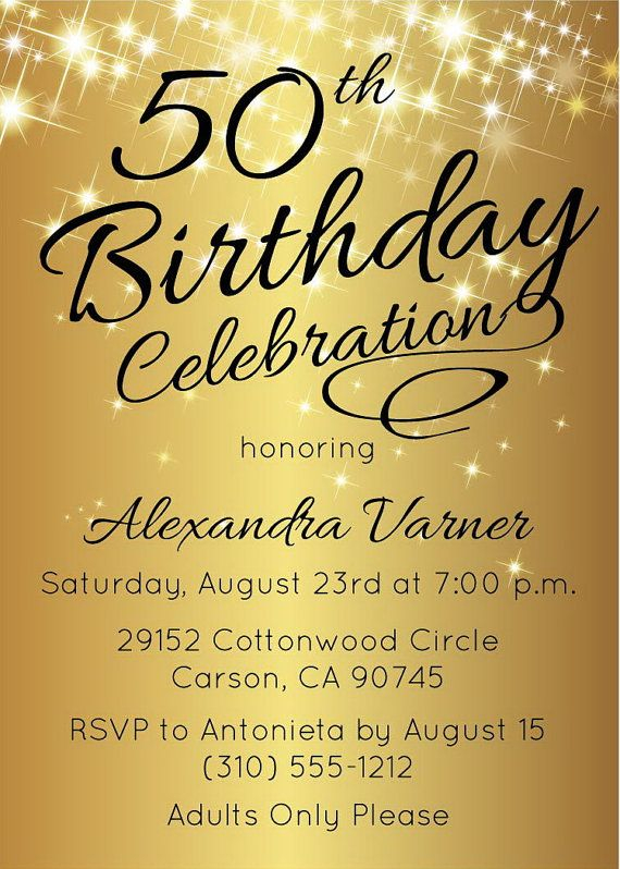 50th Birthday Invitation Template Elegant Birthday Invitation Etsy 