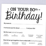 50th Birthday Party Game Card Funny Milestone Printable PDF Etsy