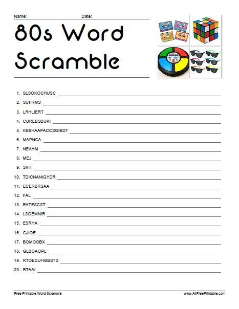 80s Word Scramble 