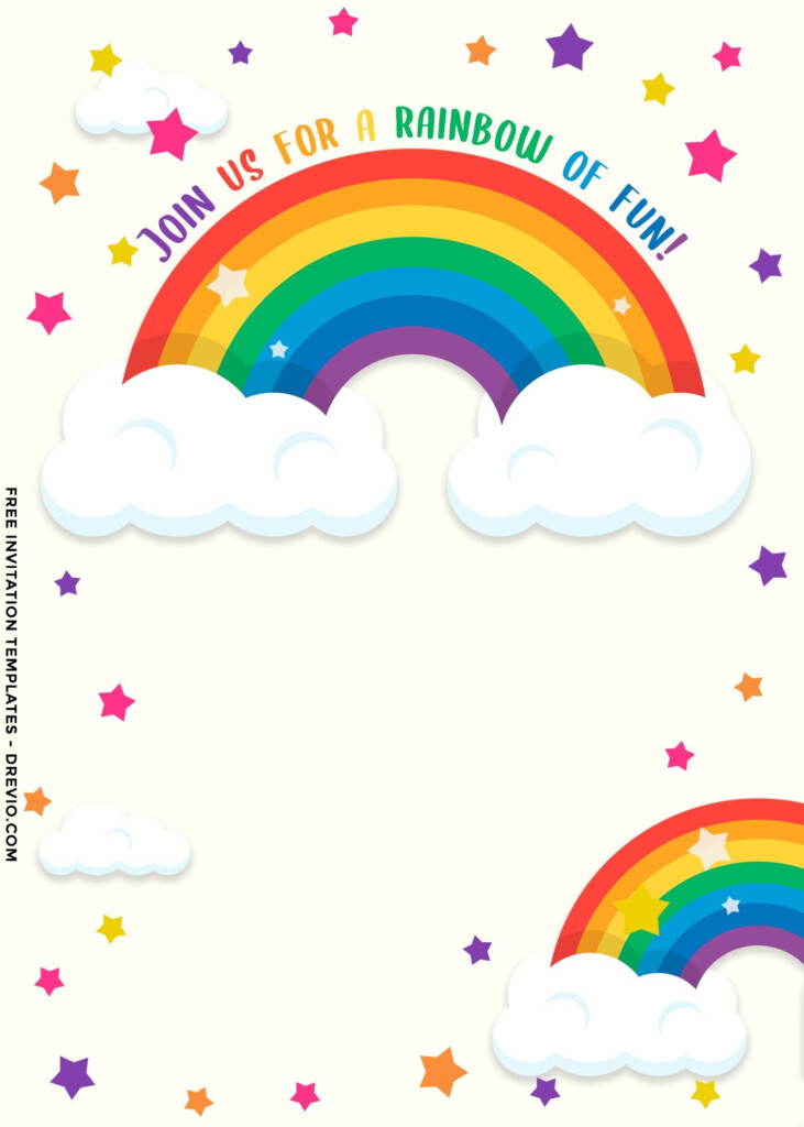 9 Colorful Rainbow Invitation Card Templates For Your Delightful 