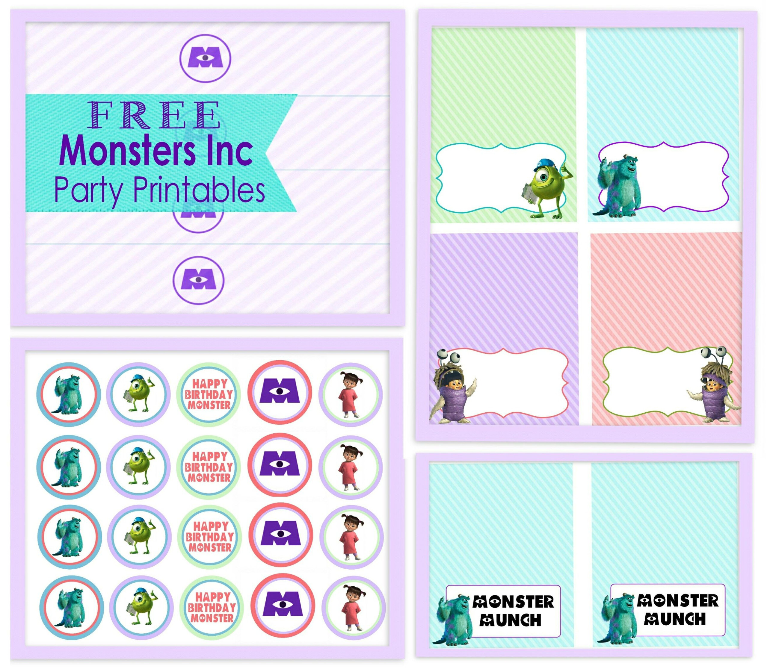 A Girly Monsters Inc Party Free Party Printables Posh Tart 