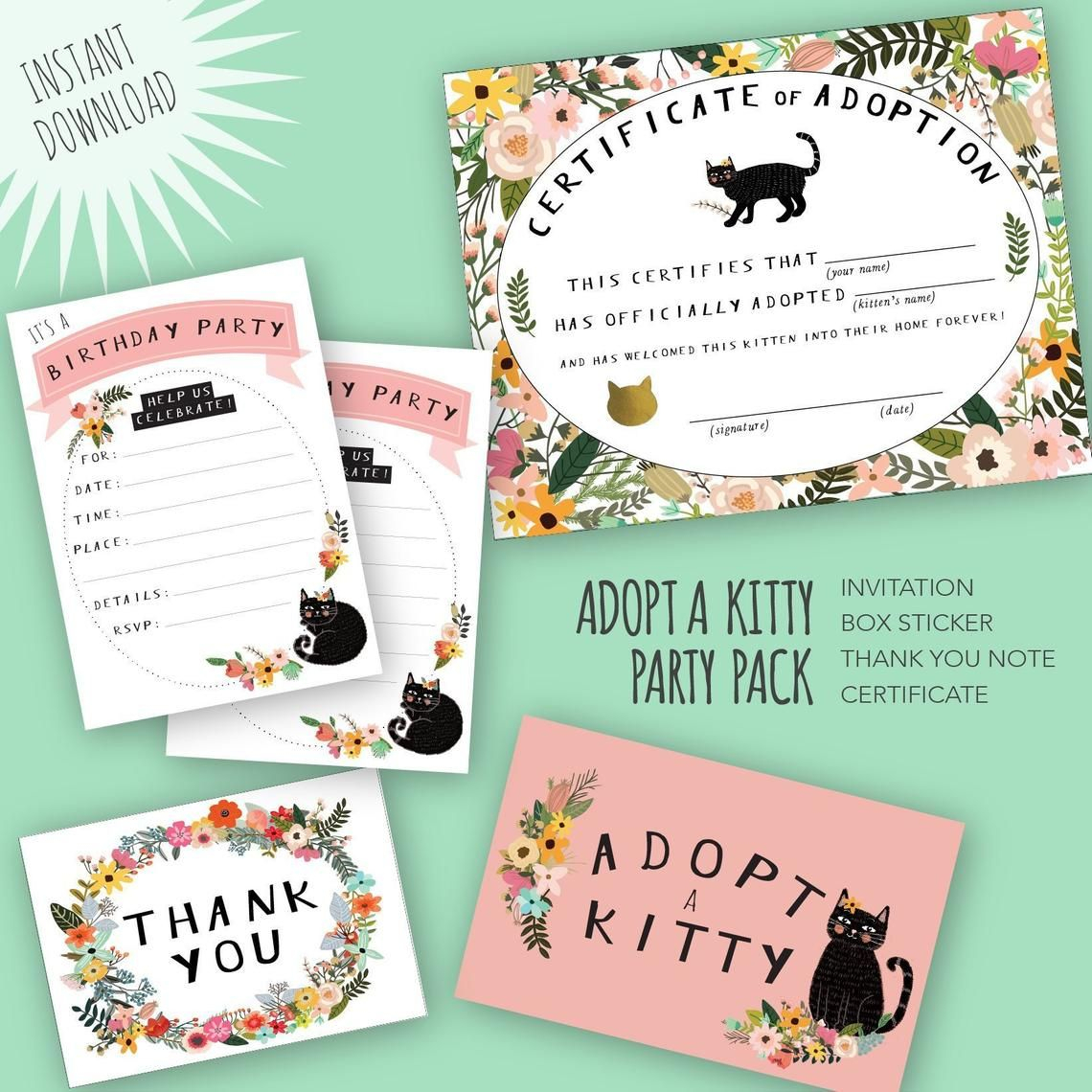 Adopt Cat Birthday Party Printables Free 2022 FreePrintableBirthday