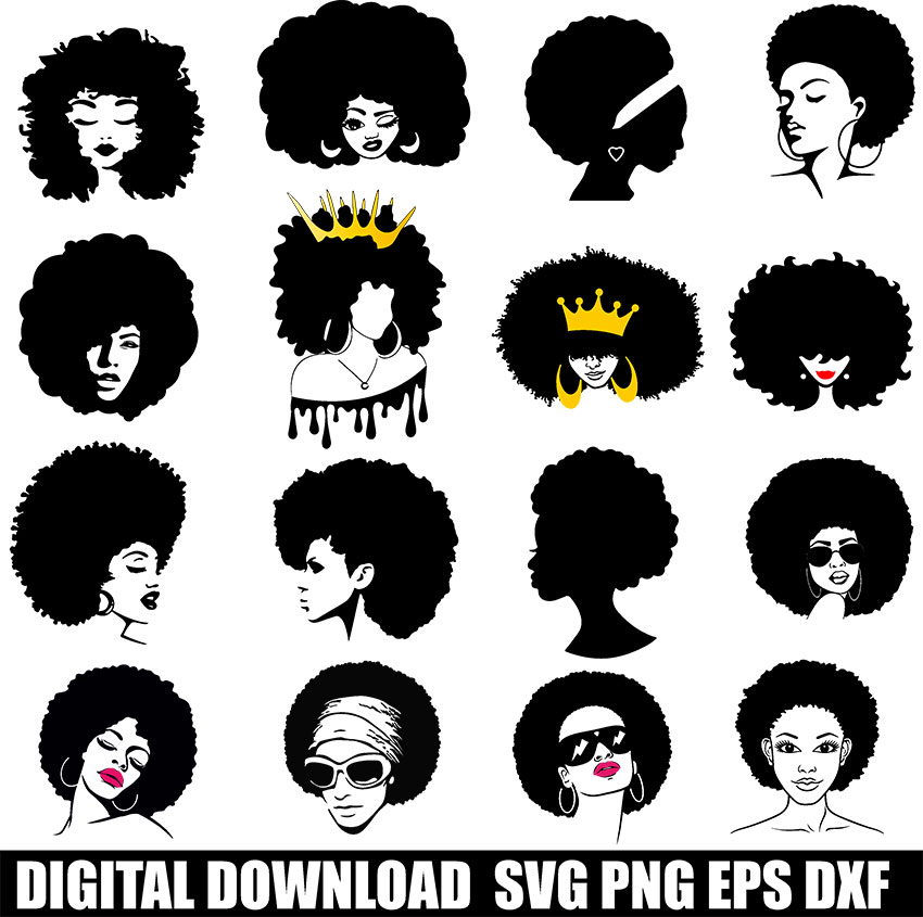 African American Woman SVG Afro Puff Svg Afro Queen Svg Afro Portrait 