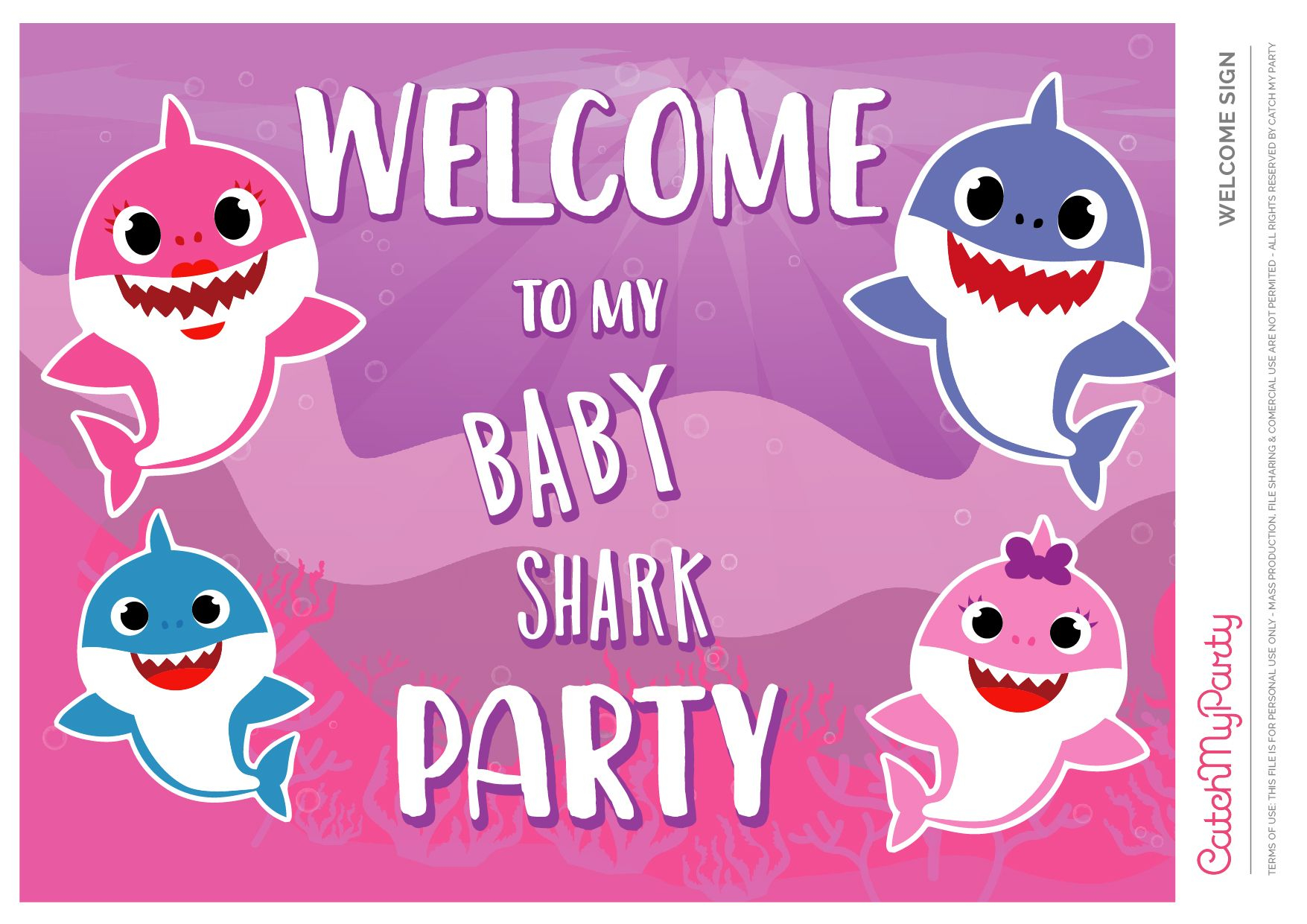 Baby Shark Pink Welcome Poster See More Party Ideas And Share Yours At 