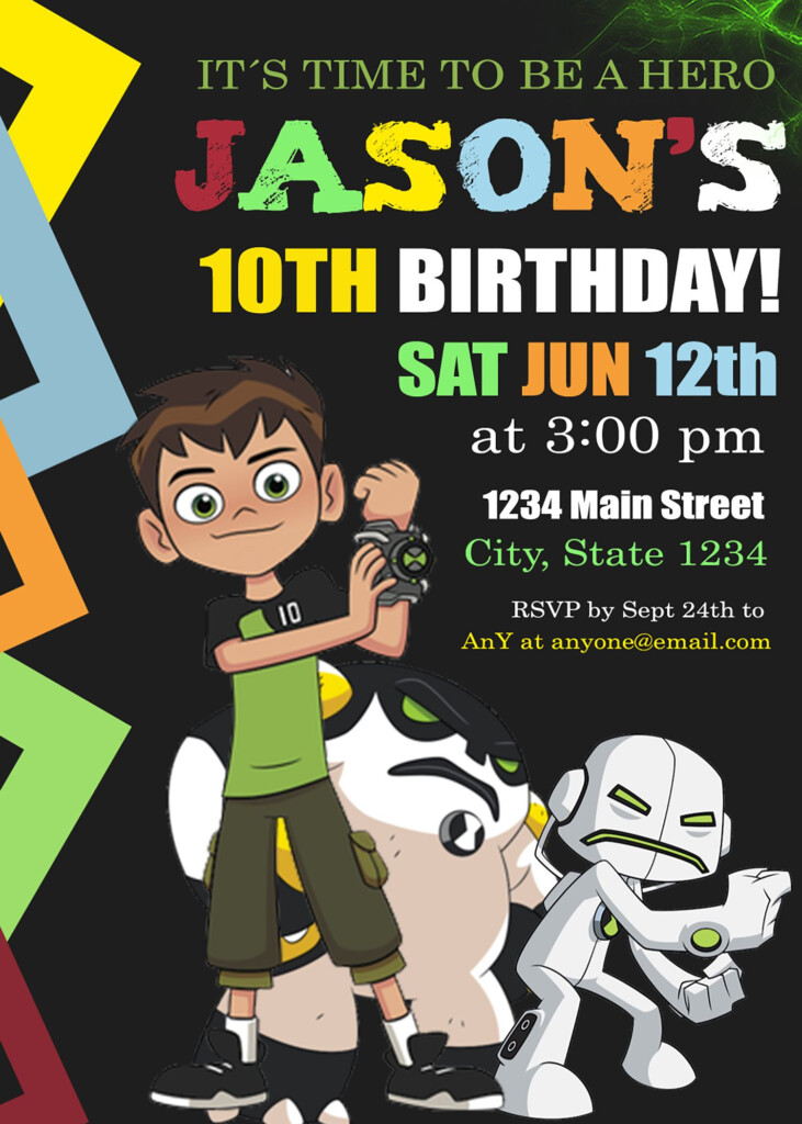 Ben 10 Birthday Party Invitation Incredible Invite In 2021 Ben 10 