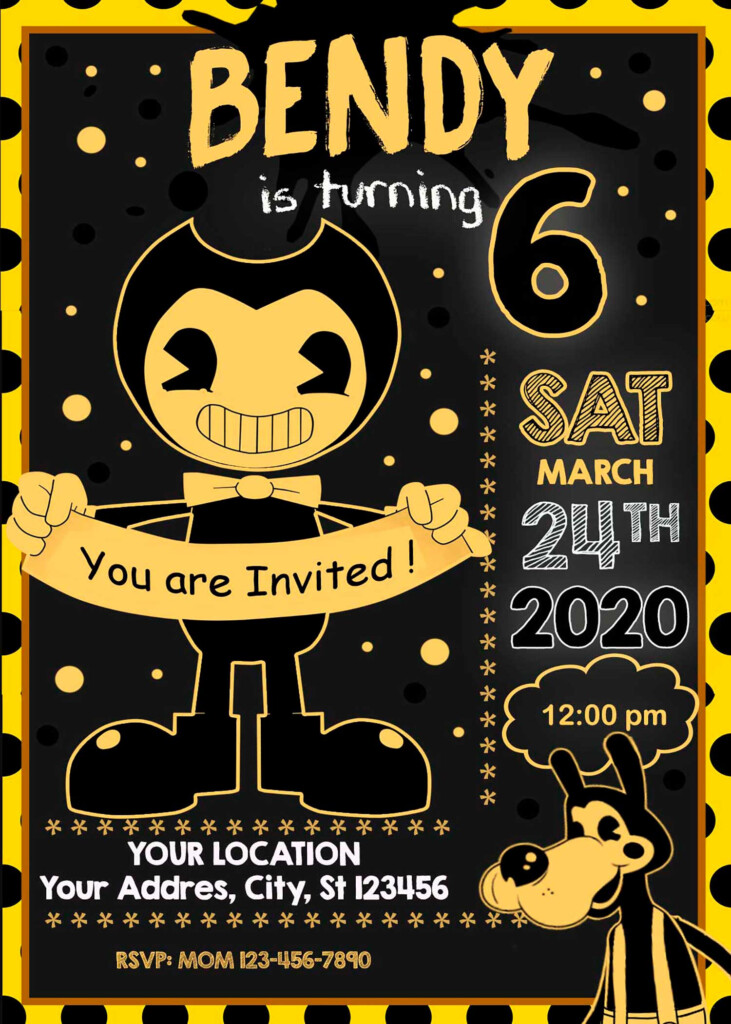 Bendy And The Ink Machine Birthday Invitation Terrific Invite