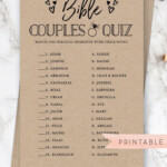 Bible Couples Quiz Bridal Shower Printable Game Christian Biblical