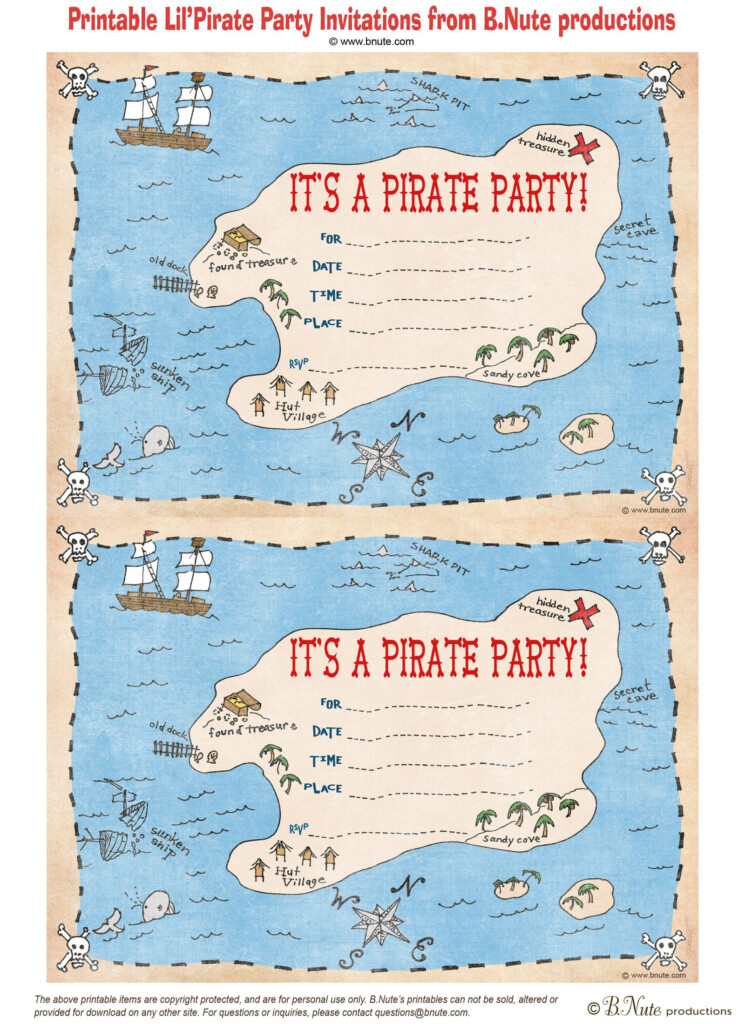 Bnute Productions Free Printable Pirate Party Invitations Pirate 