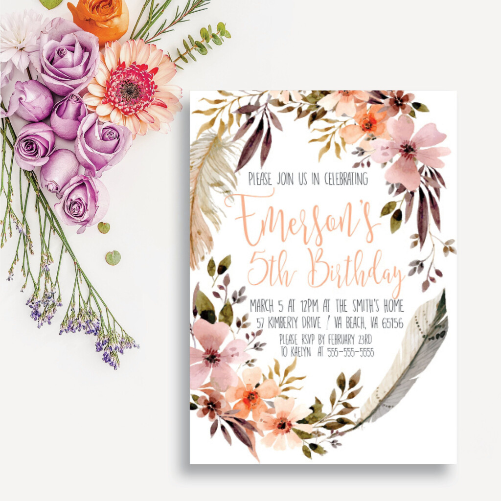 Boho Birthday Invitations Invitation Card