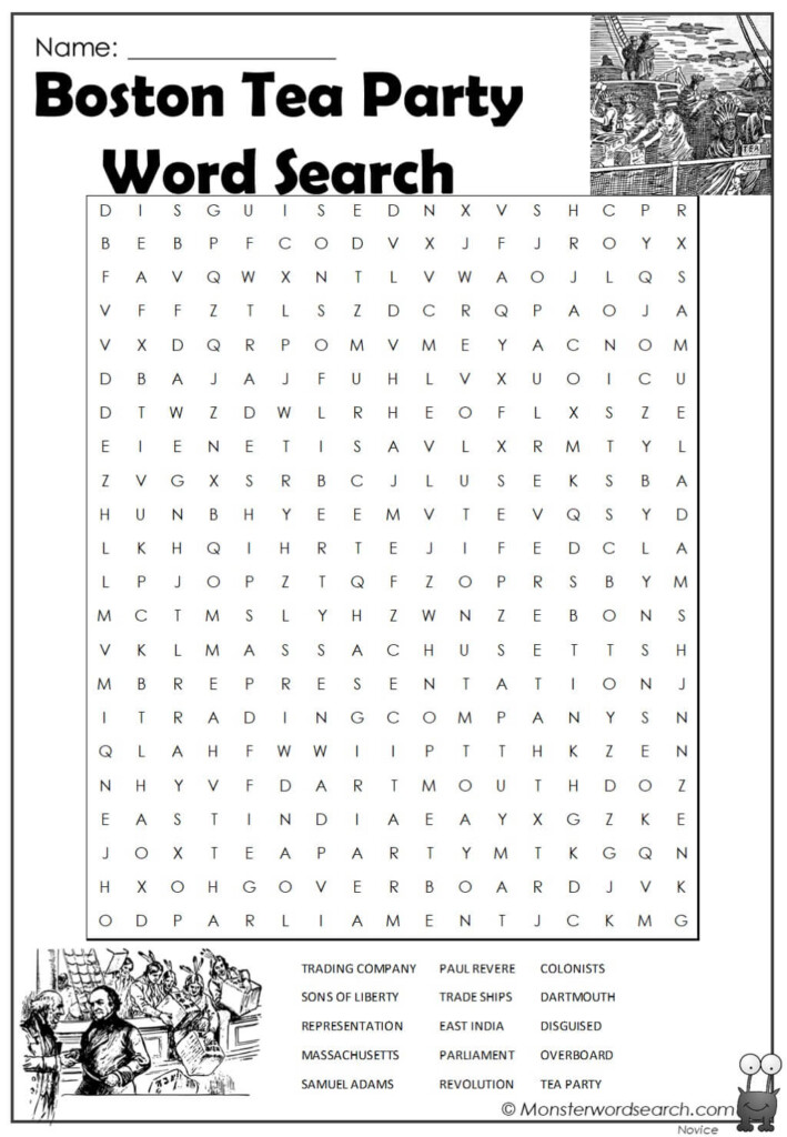 Boston Tea Party Word Search Monster Word Search