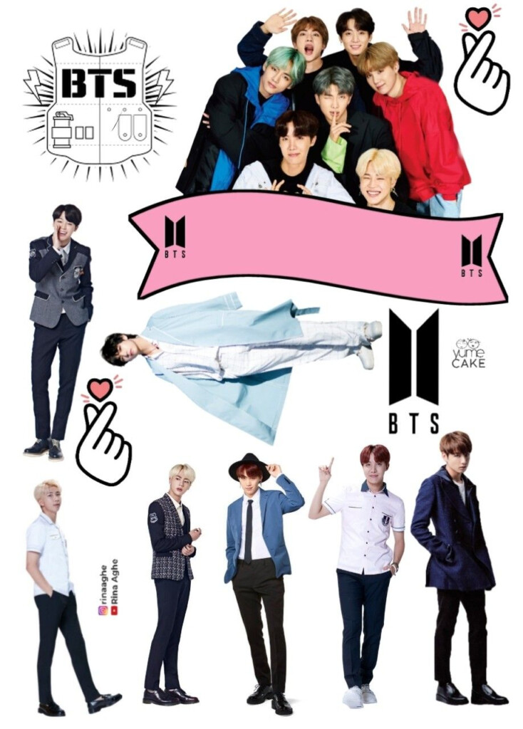 BTS Topper Cake Printable Tema Pesta Ulang Tahun Ulang Tahun Gambar 