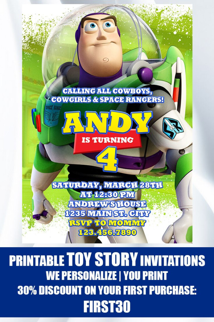 Buzz Lightyear Invitation Toy Story 4 Invite Printable Toy Story 