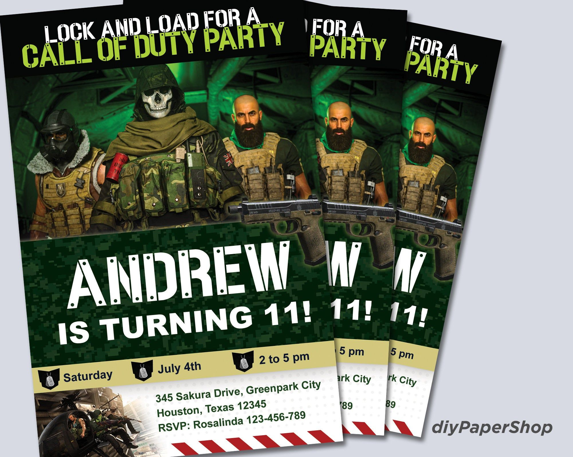 Call Of Duty Birthday Invitation DIY Printable Invite COD Etsy In