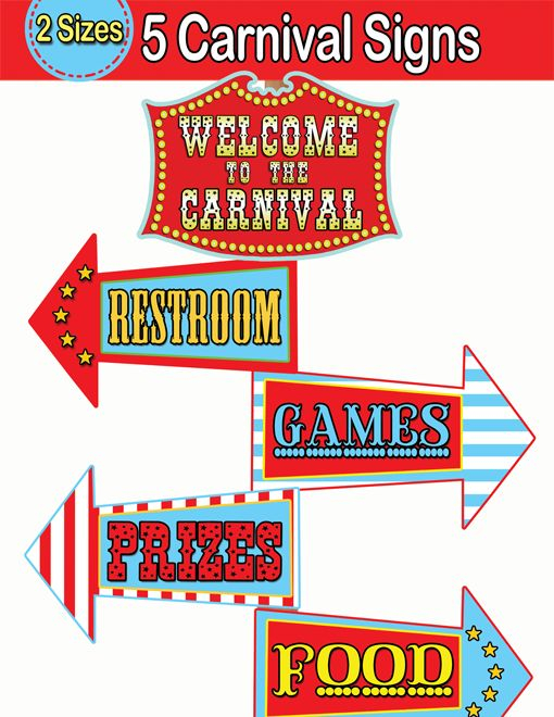 Carnival Directional Signs Circus Welcome Sign INSTANT DOWNLOAD