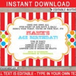 Carnival Invitation Template Printable Birthday Party Invite Circus