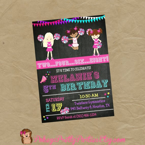 CHEERLEADER Birthday Party Invitation Cheer Personalized Etsy 