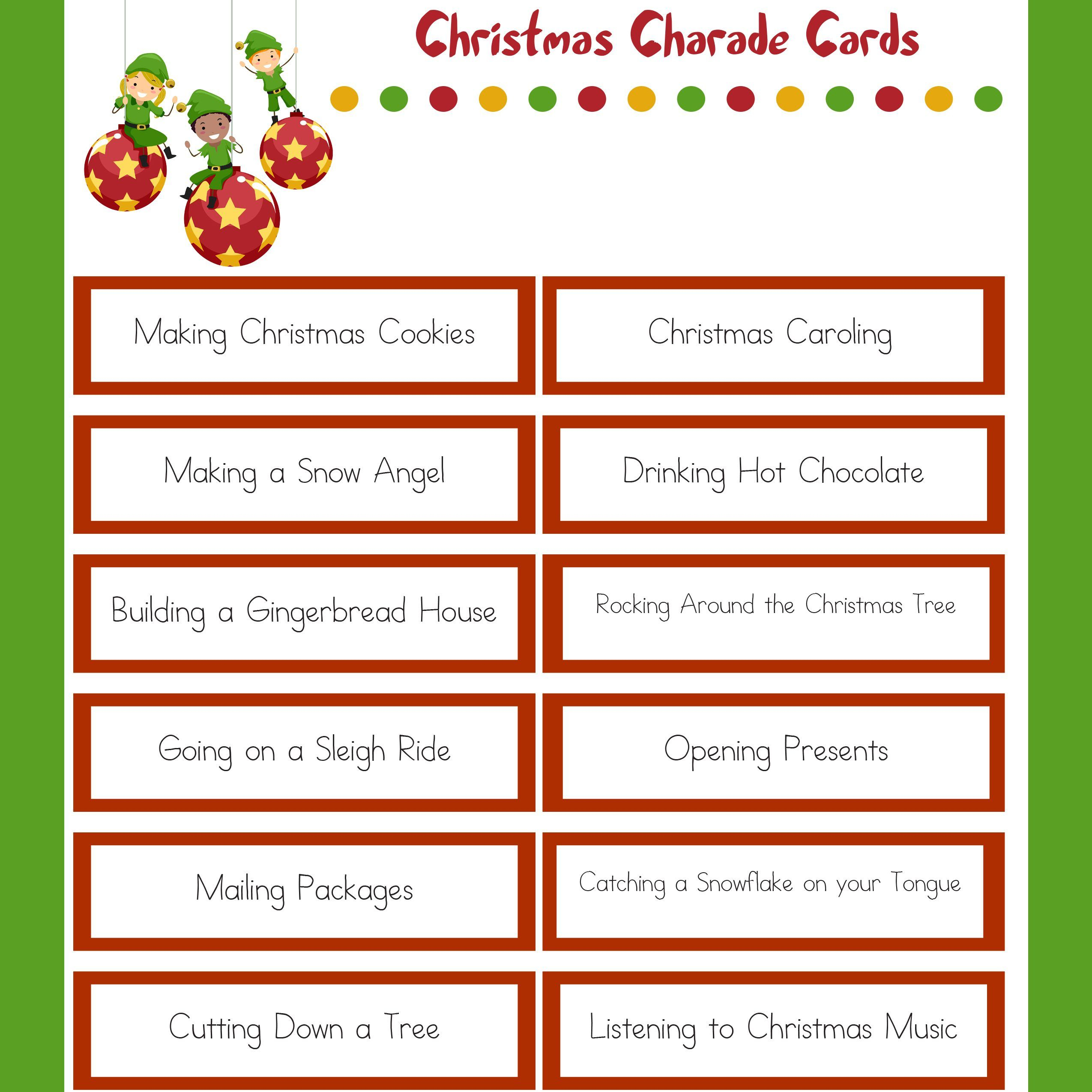 Christmas Charades Family Christmas Party Game Christmas Charades 