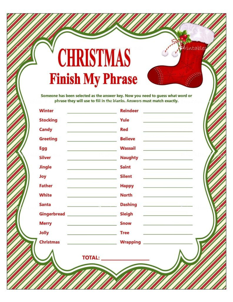 Christmas Finish My Phrase Printable Christmas Party Game Etsy 