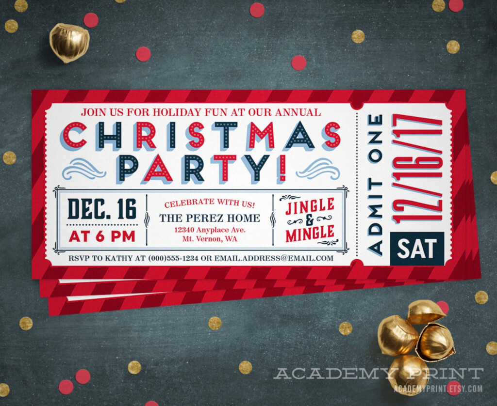 Christmas Party Ticket Invitation Printable Holiday Party Etsy