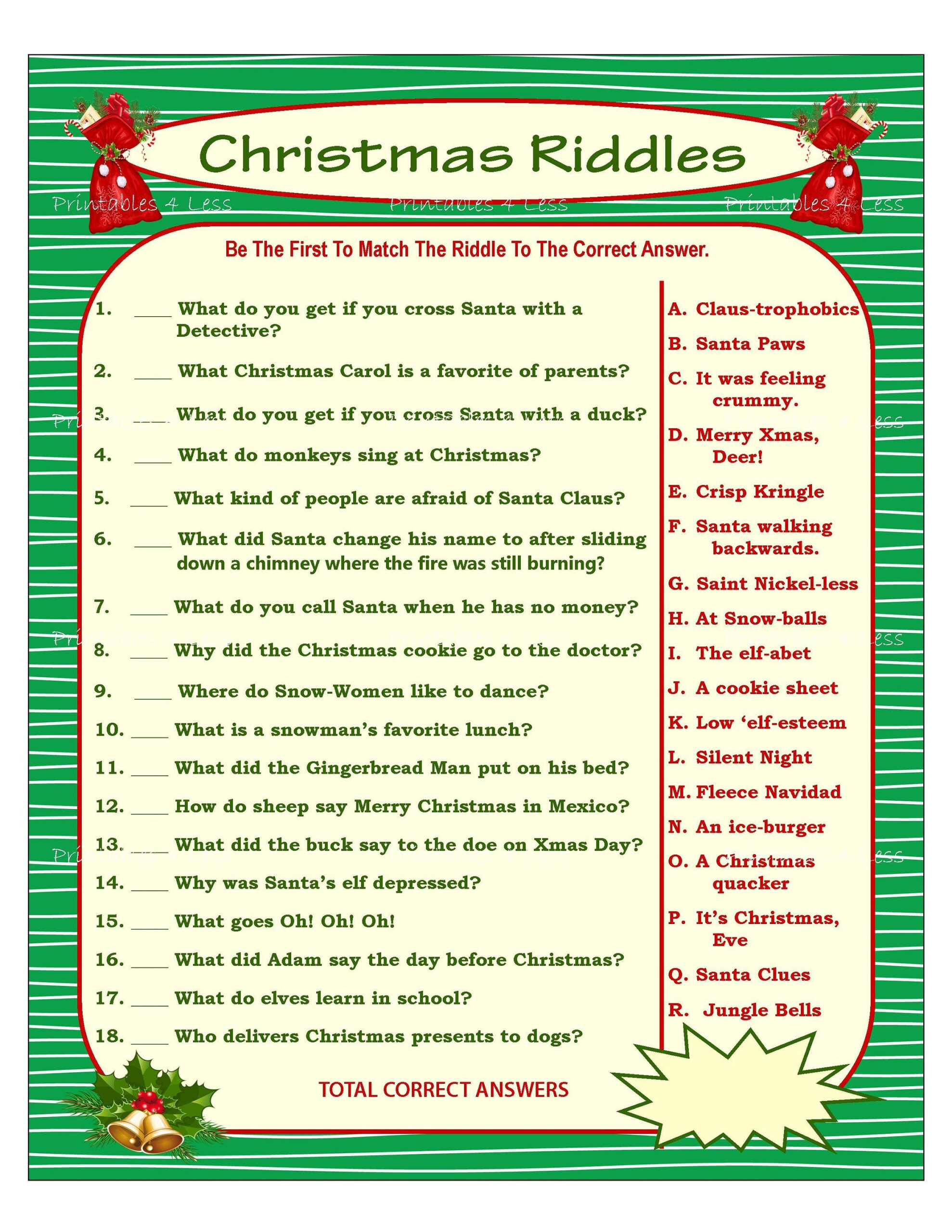 Christmas Riddle Game DIY Holiday Party Game Printable Etsy 