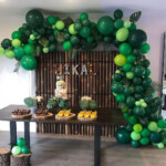 CINEEN 146Pcs Jungle Balloon Garland Arch Kit Palm Leaves And Green