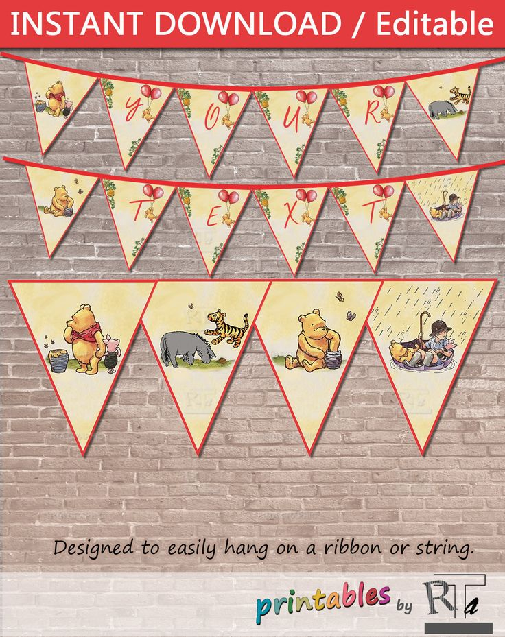 Classic Winnie The Pooh Party Banner Instant DOWNLOAD Etsy 