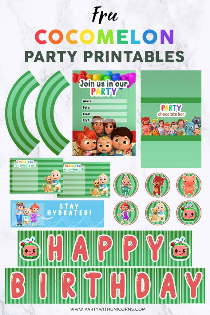 Cocomelon Party Printables Set Free Download Party With Unicorns 