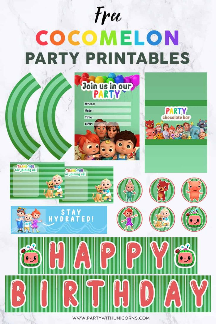 Cocomelon Party Printables Set Free Download Party With Unicorns