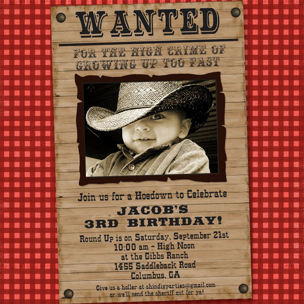 Cowboy Birthday Invitation Cowboy Western Party Invitation Etsy 