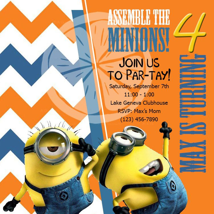 Custom Printable Despicable Me Minion Birthday By OrangeCharms 10 00 