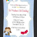 Custom Wizard Of Oz Dorothy Inspired Party Birthday Invitations DIY