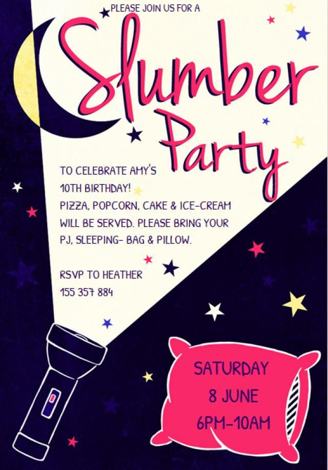 Customize A Free Printable Slumber Party Invitation Flashlight 