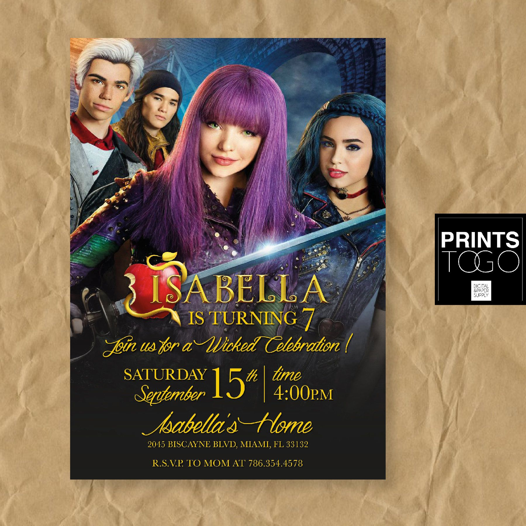 Descendants Invitation Disney Descendants 2 Invite Descendants 