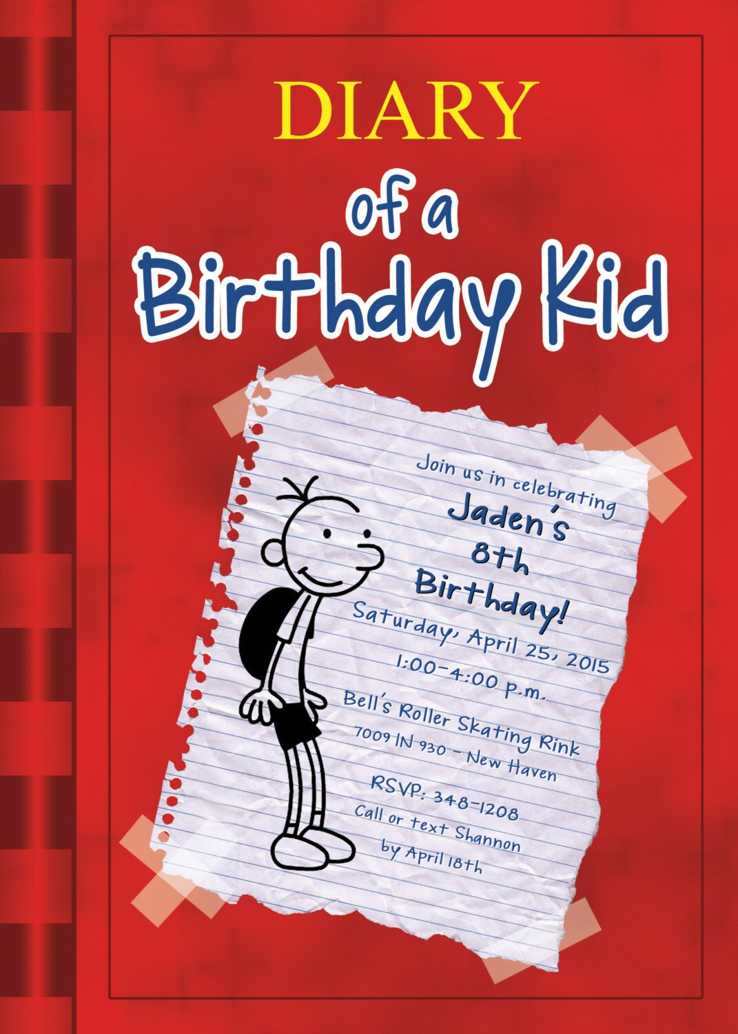 Diary Of A Wimpy Kid Birthday Party Invitations Etsy