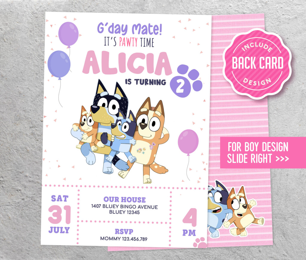 Digital Bluey Birthday Invitation Template Printable For Girl Etsy