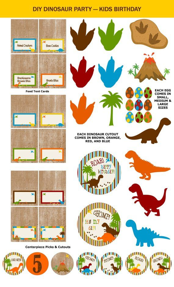 Dinosaur Birthday Party Printable Dinosaur Party Decor Kids Etsy 