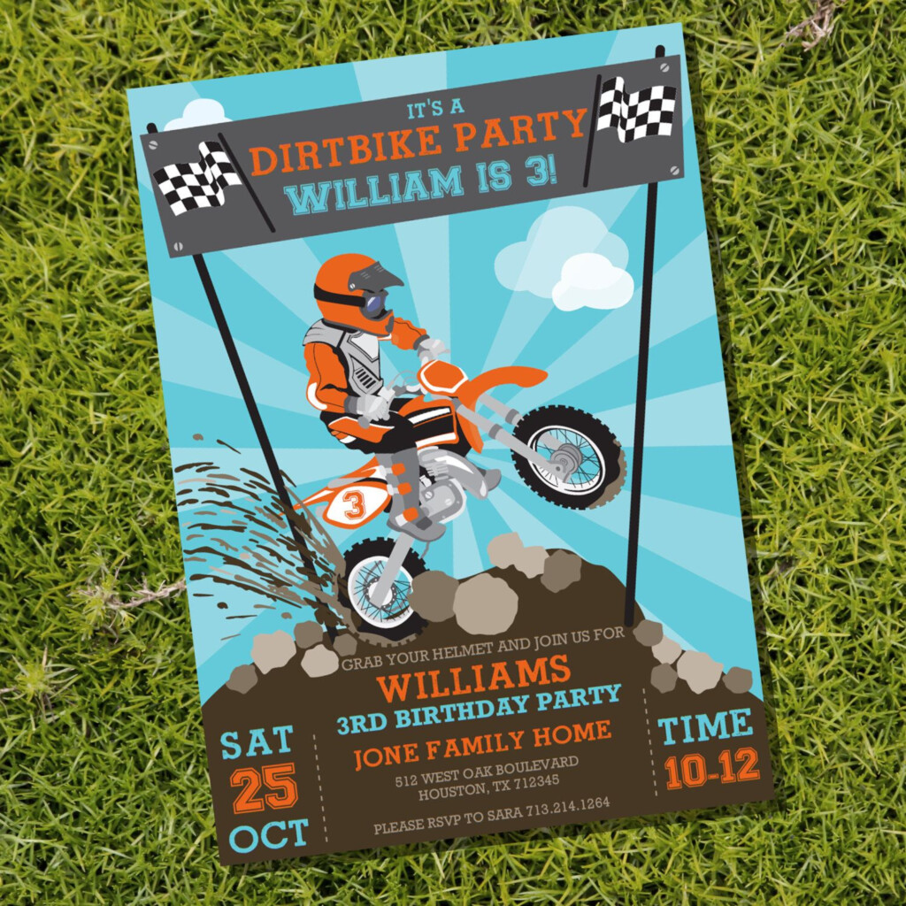 Dirt Bike Party Invitation Motorbike Party Motocross Party 