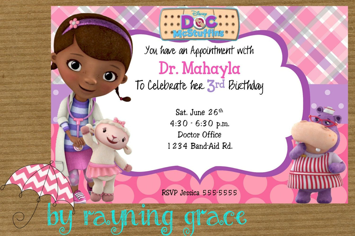 Disney Doc McStuffins Birthday Party Invitations Doc Mcstuffins