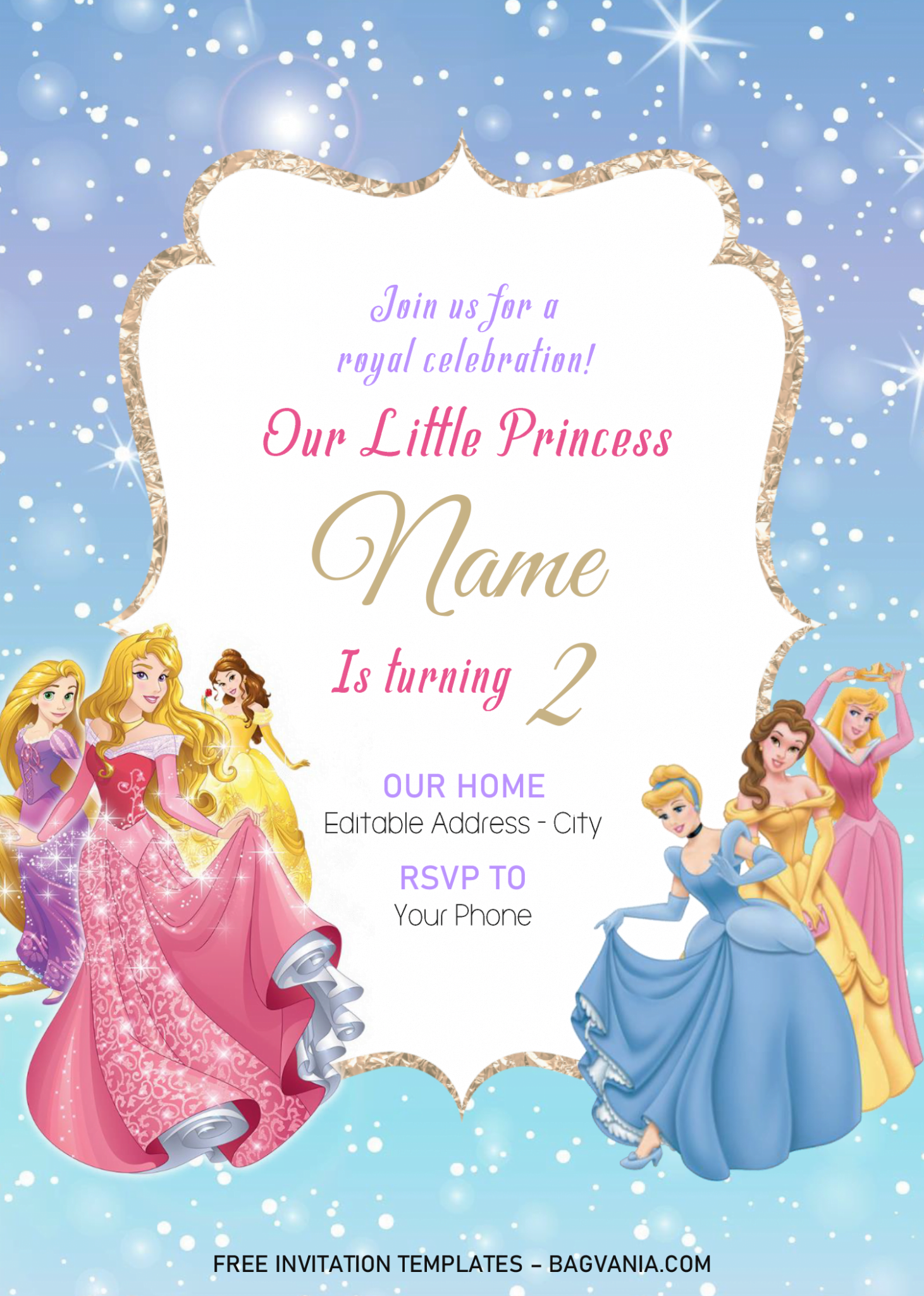 Disney Princess Invitation Templates Editable With MS Word FREE 