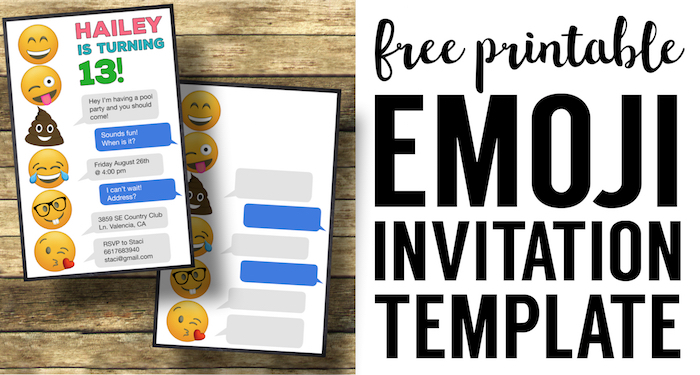 Emoji Birthday Invitations Free Printable Template Paper Trail Design