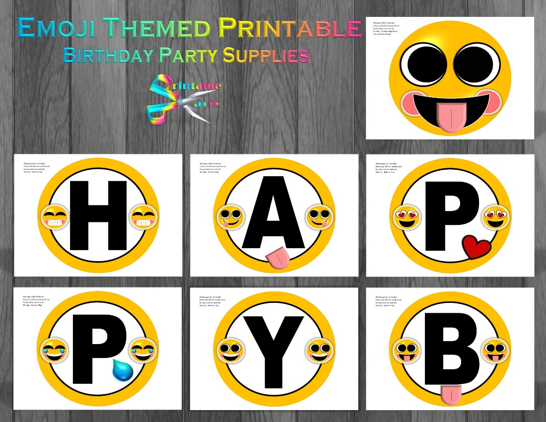 Emoji Printable Birthday Party Supplies Printable Party Sellfy