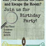 Escape Room Birthday Party Invitations Free Birthday Invitations