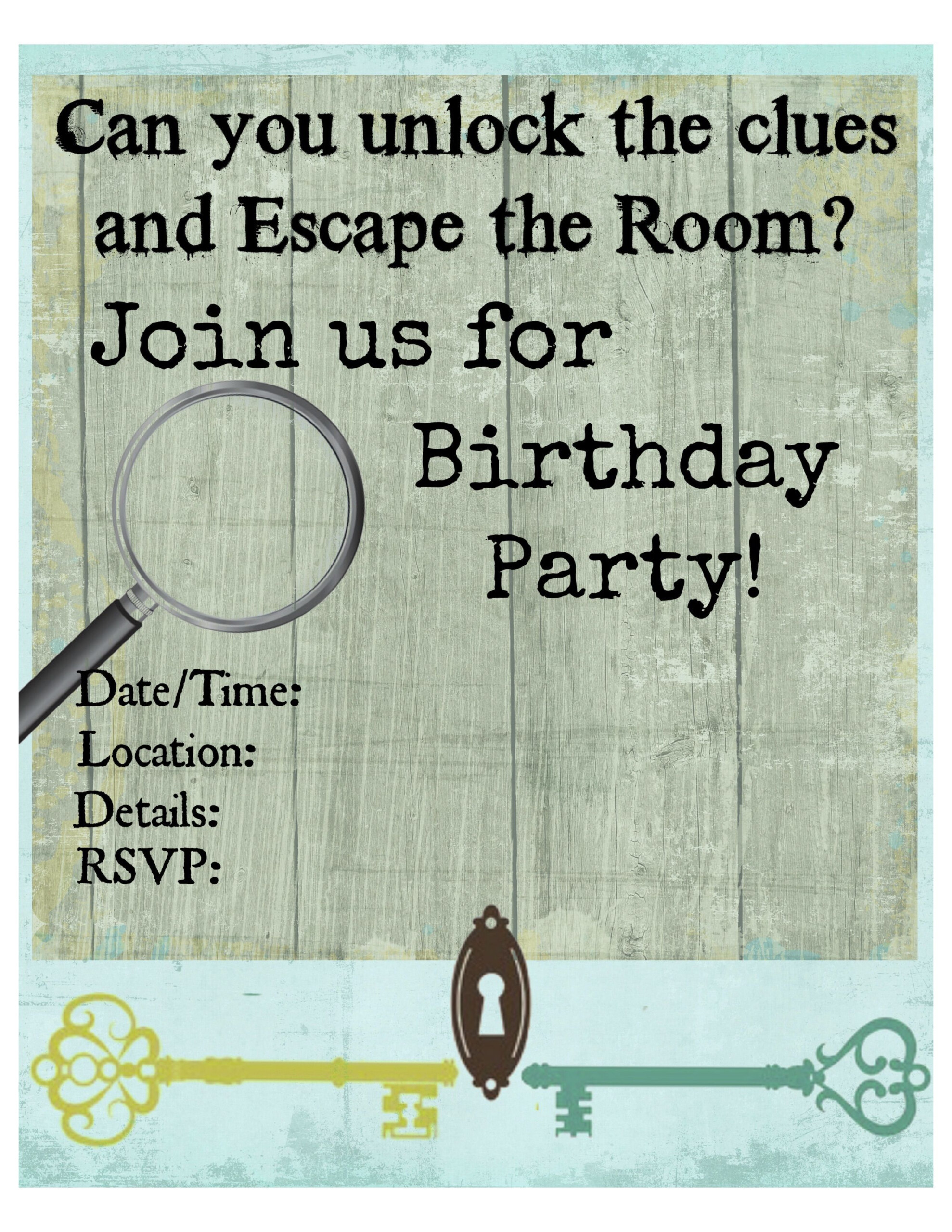 Escape Room Birthday Party Invitations Free Birthday Invitations