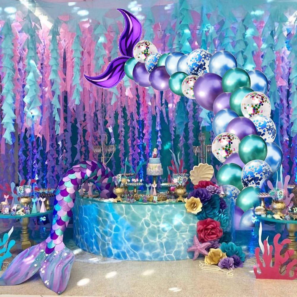 FENGRISE Mermaid Party Decoration Background Birthday Party Decoration 