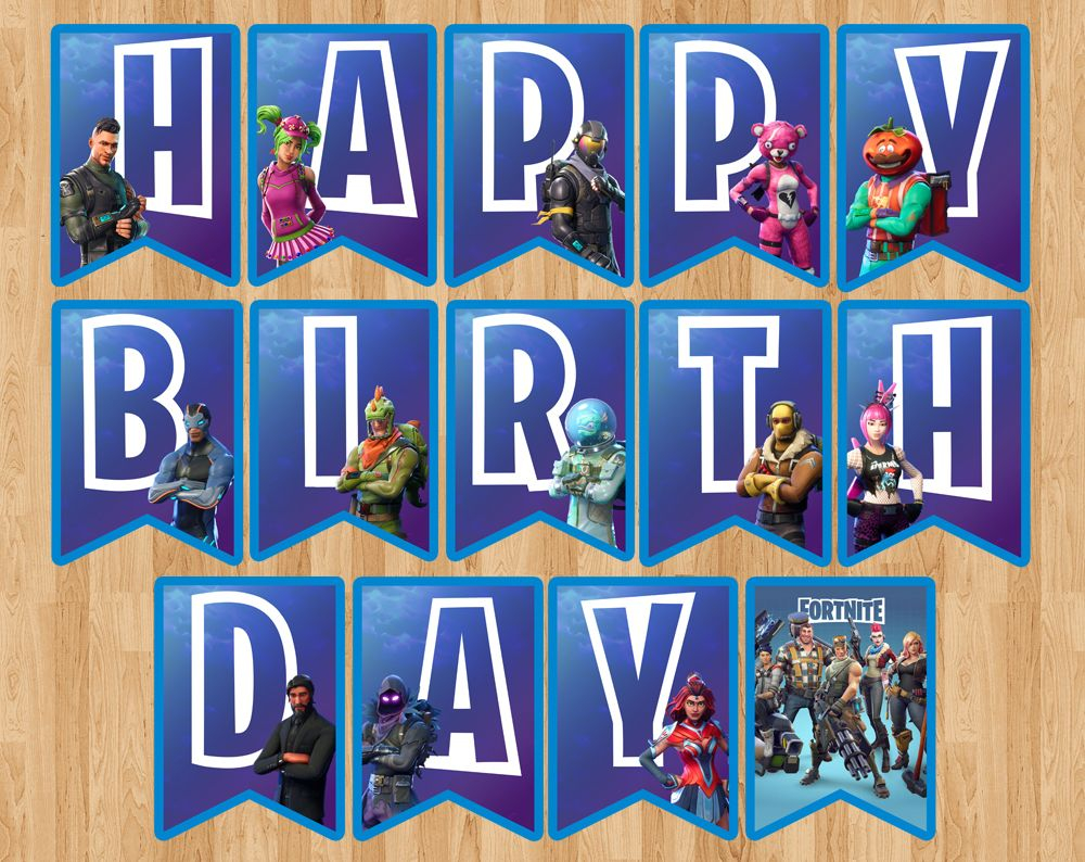 Fortnite Birthday Banner Fortnite Flag Pennant Party Badge Bunting 