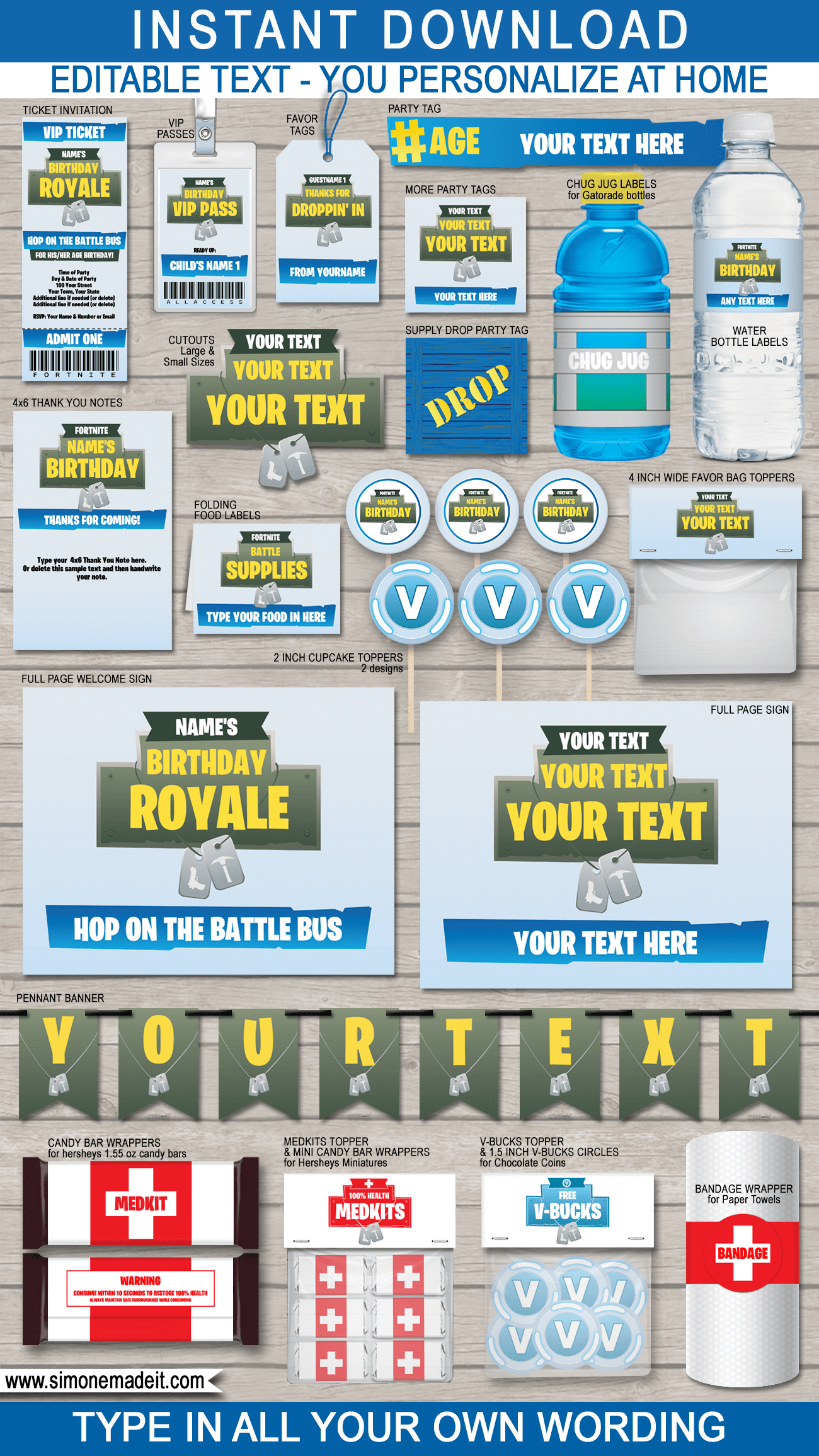 Fortnite Party Printables Decorations Invitations Fortnite Theme