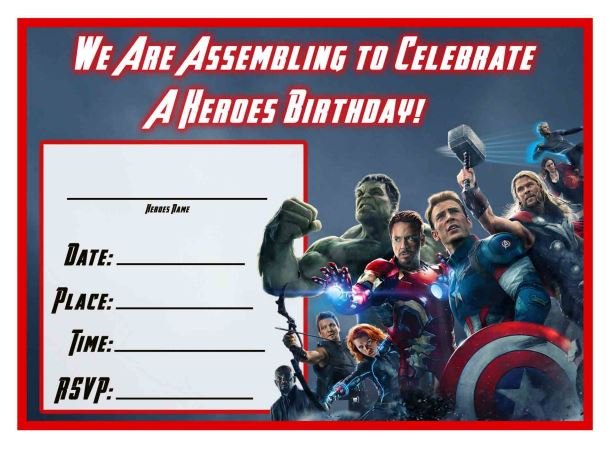 Free Avengers Age Of Ultron Printable Birthday Invitation Templates 